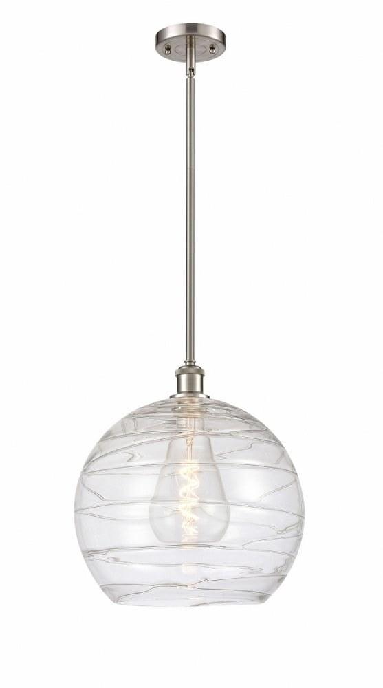 Athens Deco Swirl 14" Globe Pendant in Brushed Satin Nickel