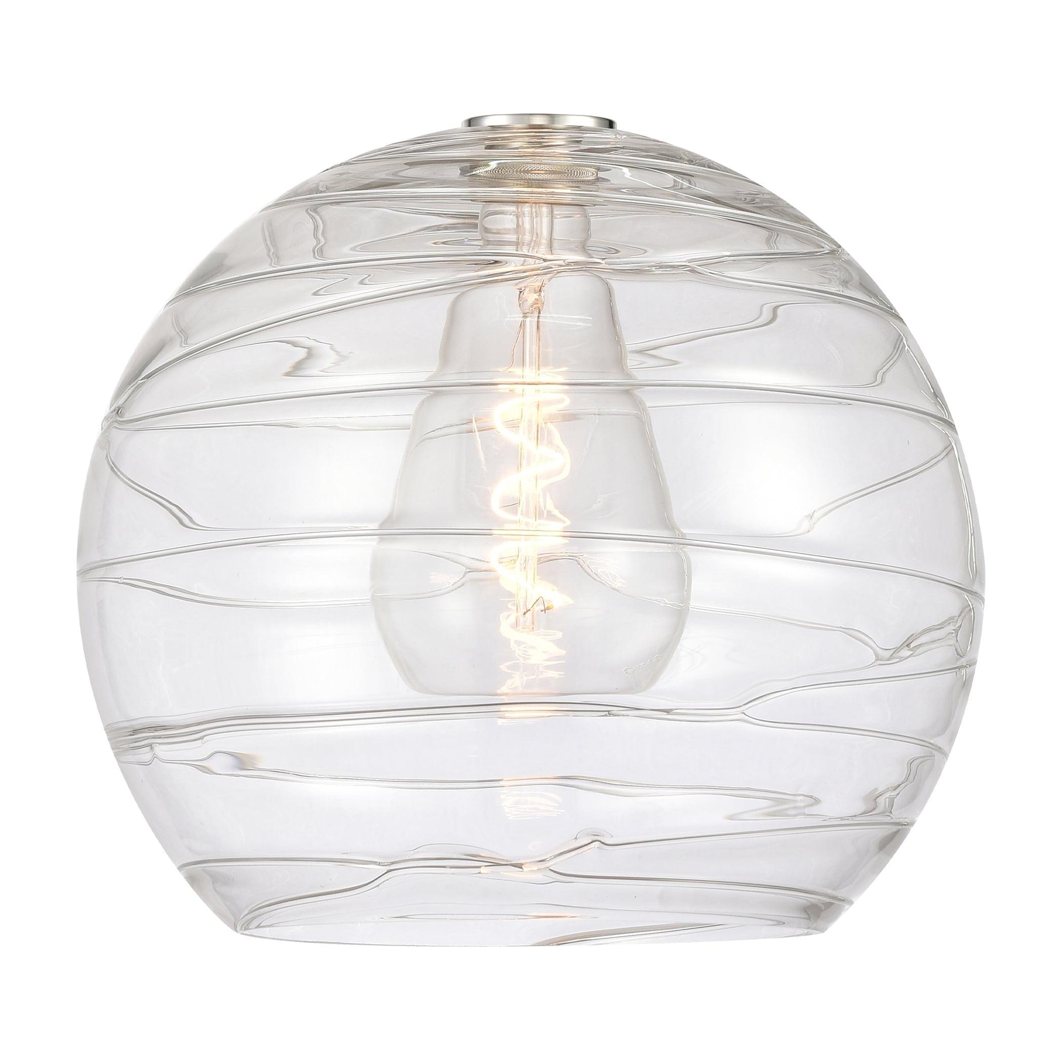 Athens Deco Swirl 14" Globe Pendant in Brushed Satin Nickel