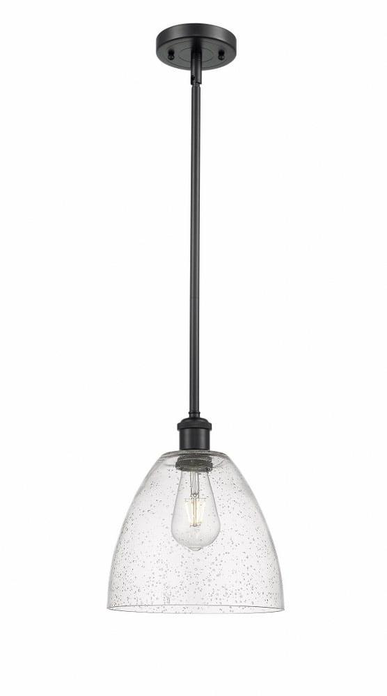 516-1S-WPC-GBD-92 Innovations Lighting Bristol Glass 1 Light 9" Mini Pendant Seedy/Matte Black