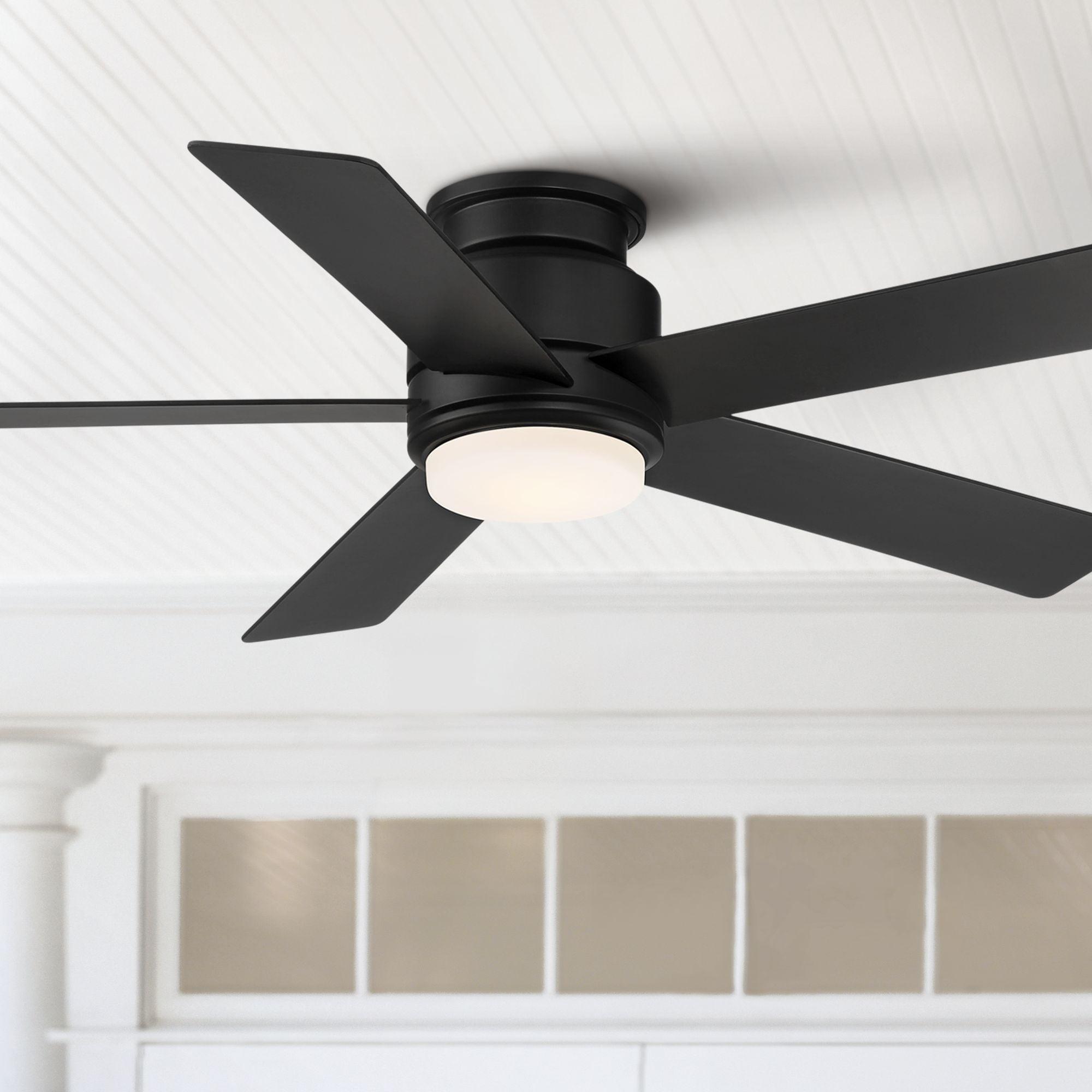 52" Casa Vieja Modern Outdoor Hugger Ceiling Fan with Dimmable LED Light Remote Control Matte Black Damp Rated for Patio Exterior