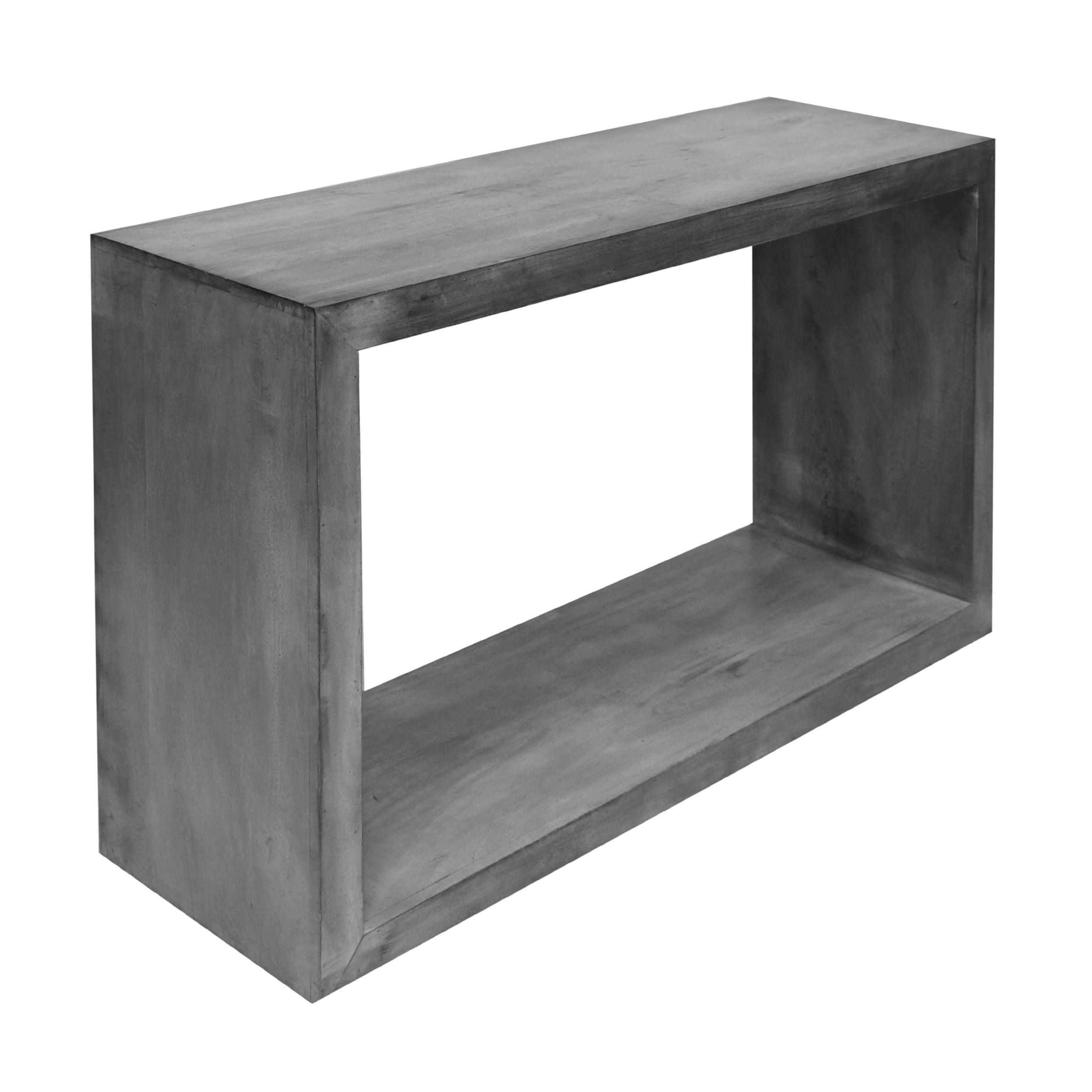 Retro Charcoal Gray 52" Mango Wood Console Table with Open Shelf