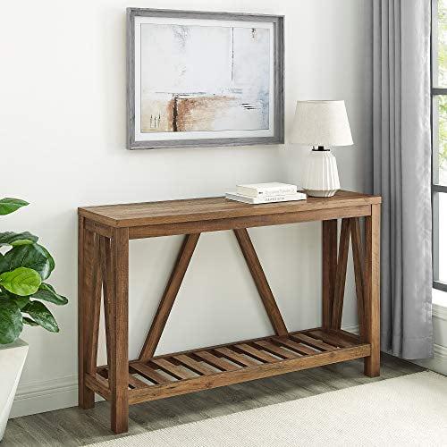 52 Wood A-Frame Rustic Entry Console Table - Reclaimed Barnwood Brown