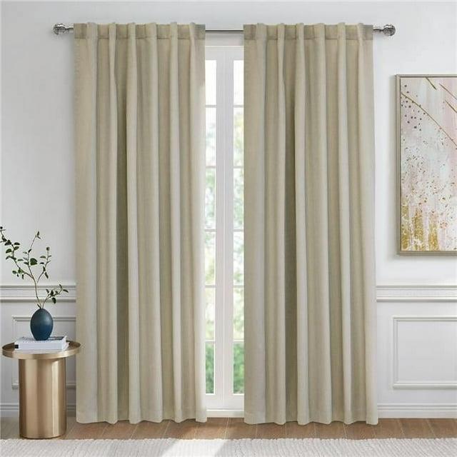 Thermaplus Baxter Total Blackout Back Tab Curtain - 52"x95", Oatmeal