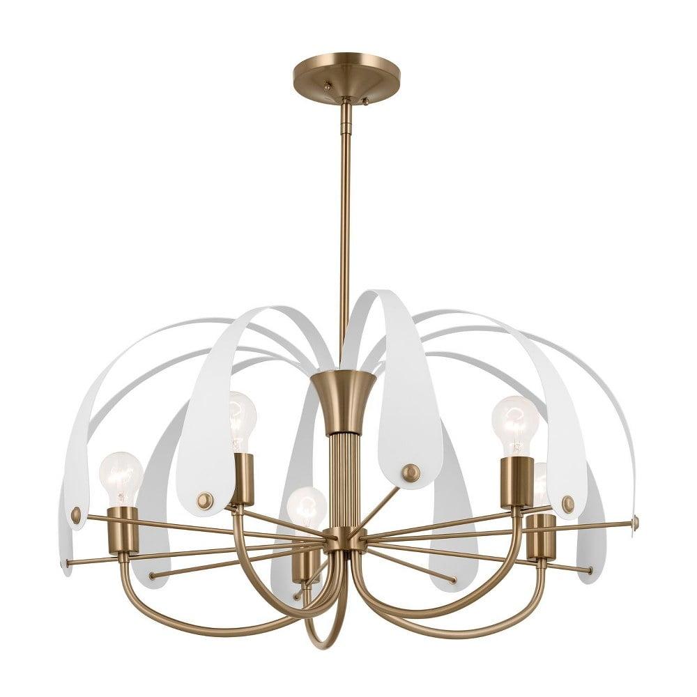 Petal 31 Inch 5 Light Chandelier in Champagne Bronze with Black or White