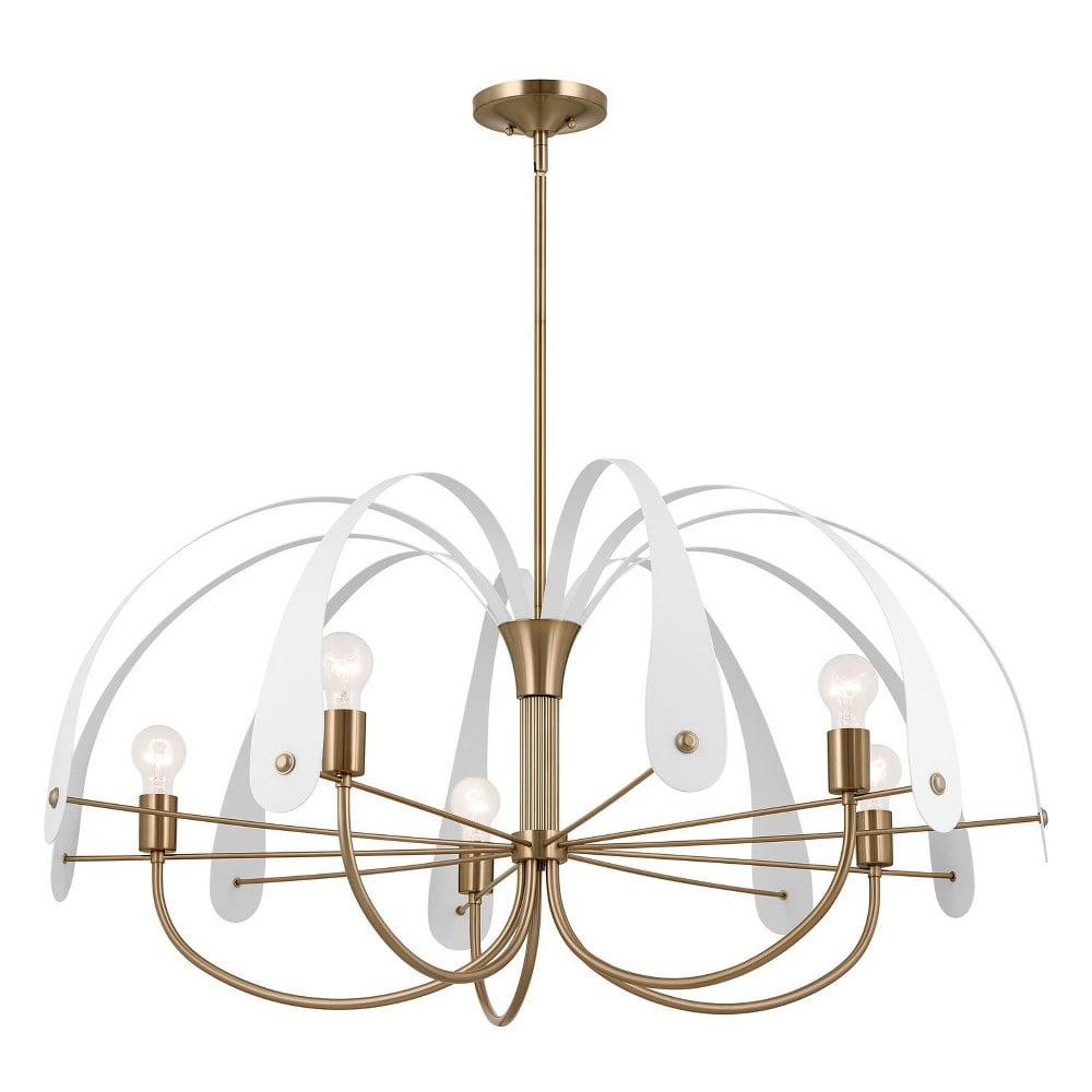 Petal 42.5 Inch 5 Light Chandelier in Champagne Bronze with Black or White