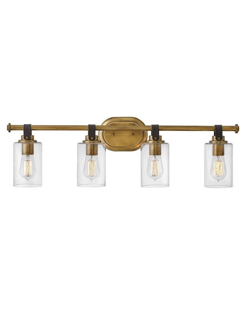 Halstead Heritage Brass 4-Light Vanity with Clear Glass Shades