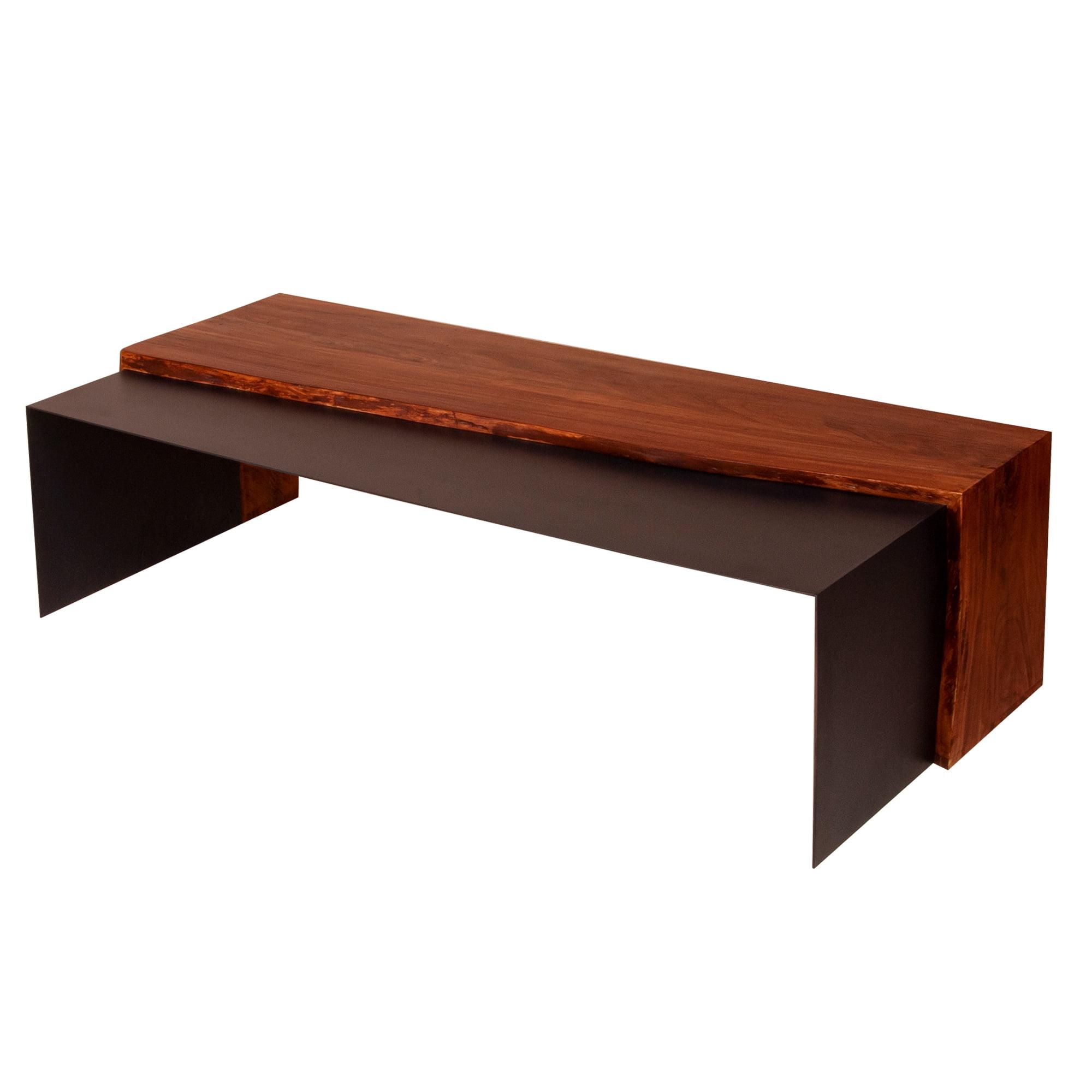 53" Acacia Wood & Metal Industrial Lift-Top Coffee Table, Oak & Black