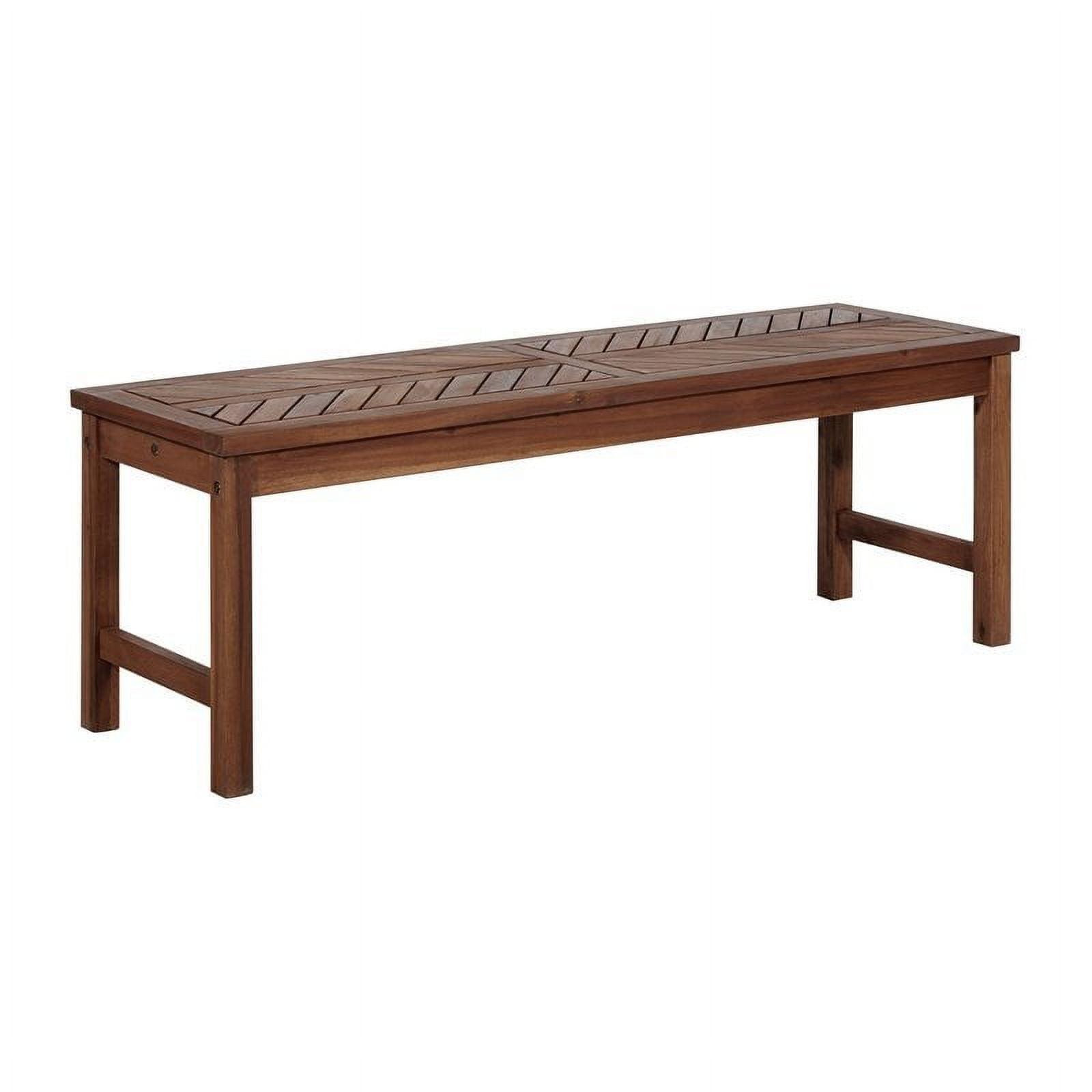 53" Modern Outdoor Wood Patio Dining Bench - Dark Brown