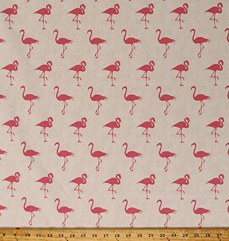 54" Canvas Flamingos Tropical Birds Pink Silhouetes on Cream Leg Up Home Decorator Weight Fabric by the Yard (D795.31)