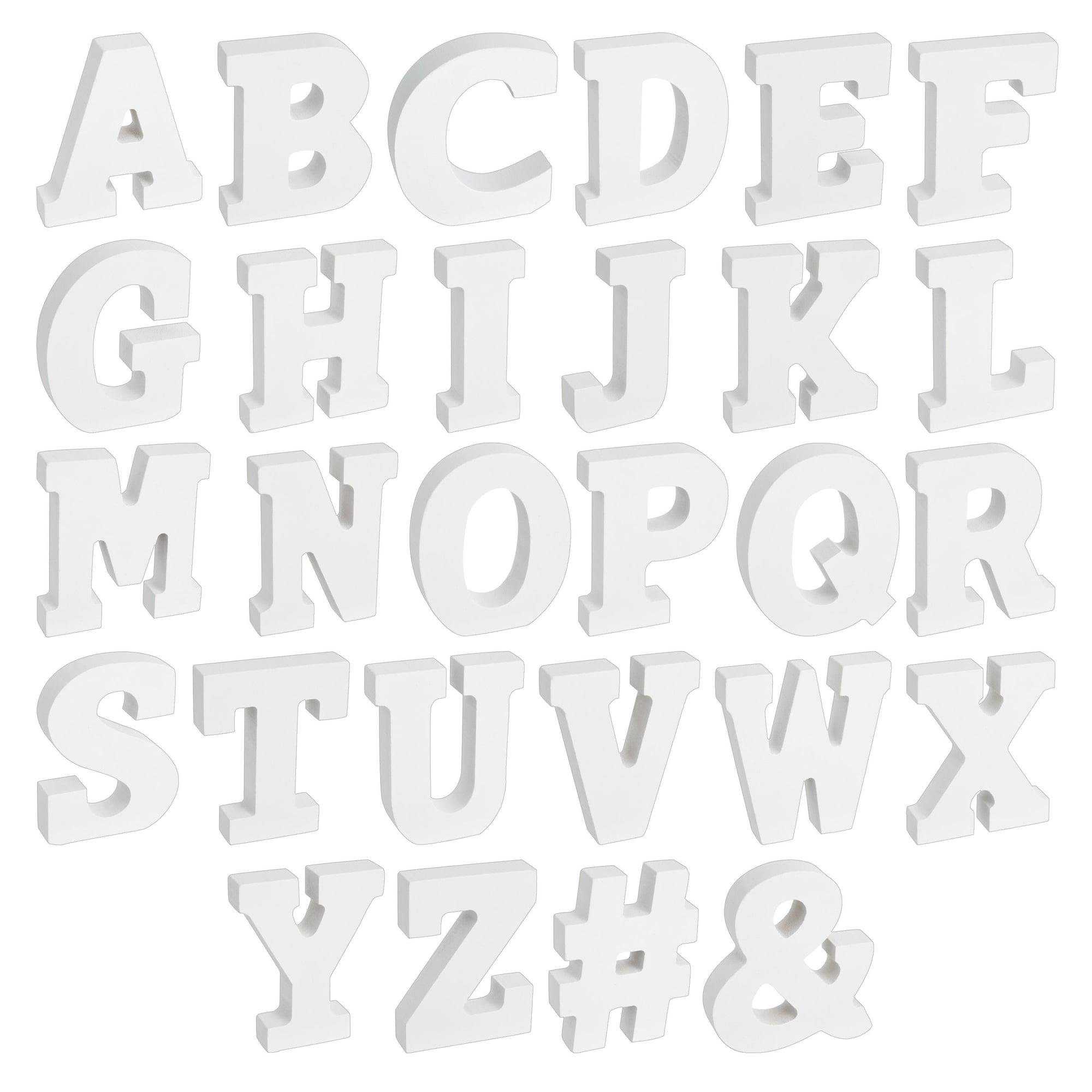 54-Piece 3D Wood Letter Alphabet for Table Top, White Block Letters for Decor Standing, Party Decor, A-Z Marquee Letters, 3D Decor for Weddings, Birthdays, and Home (3 Inch, 0.6 Inch Thick)
