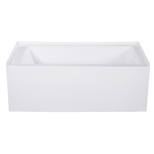 54-Inch White Acrylic Alcove Bathtub with Right Hand Drain