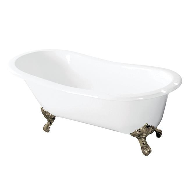 Kingston Brass Tazatina 54-Inch Cast Iron Oval Single Slipper Clawfoot Tub (7-Inch Faucet Drillings)