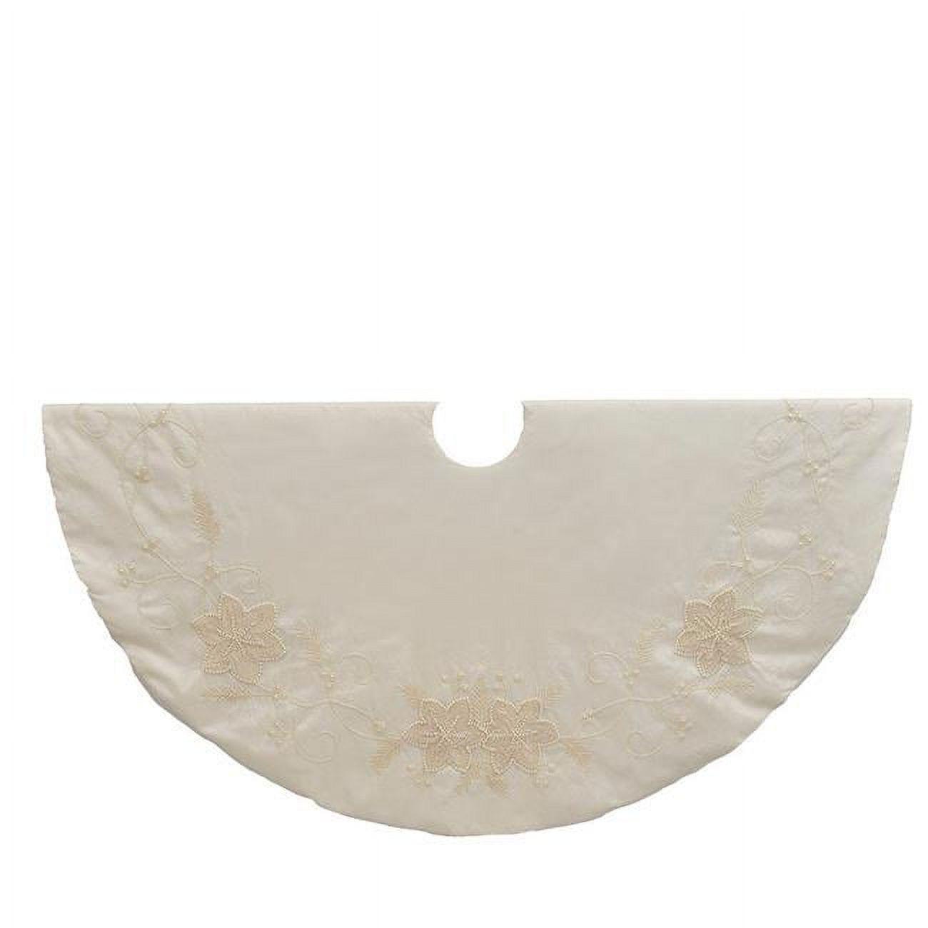 Kurt Adler 54-Inch Ivory with Pearl Beads Tree Skirt