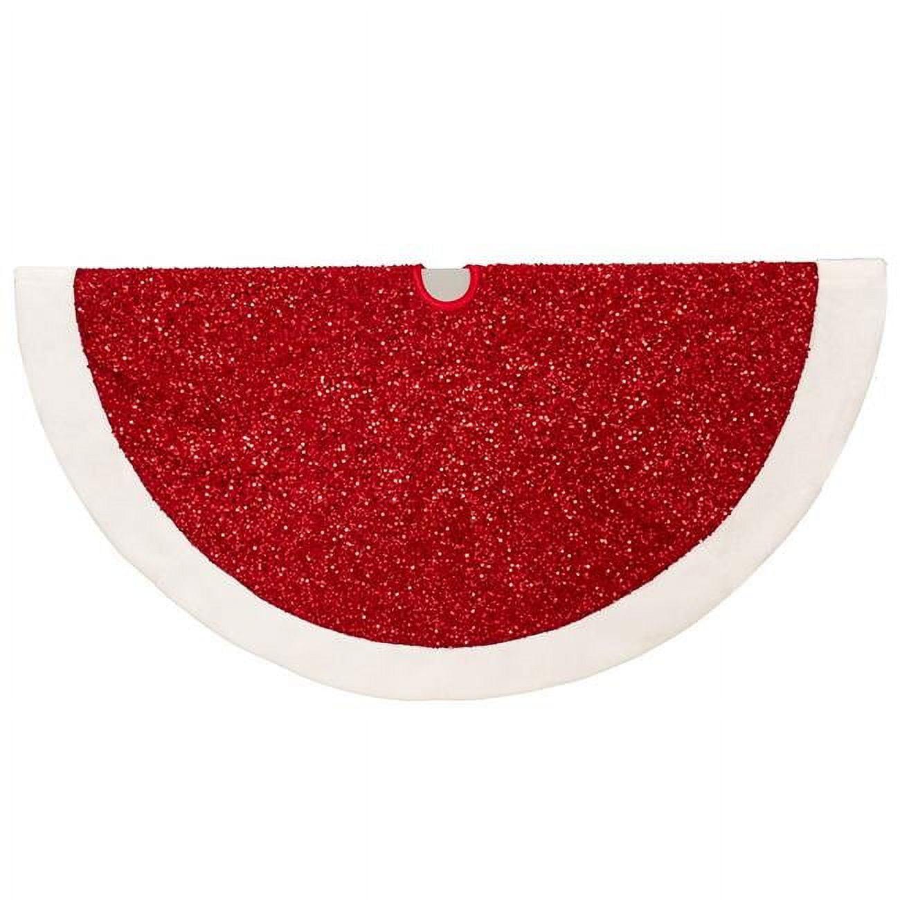 Kurt Adler 54-Inch Red Sequins with White Border Tree Skirt