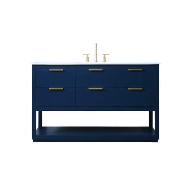 Elegant Lighting Vf19254 Larkin 54" Free Standing Single Basin Vanity Set - Blue