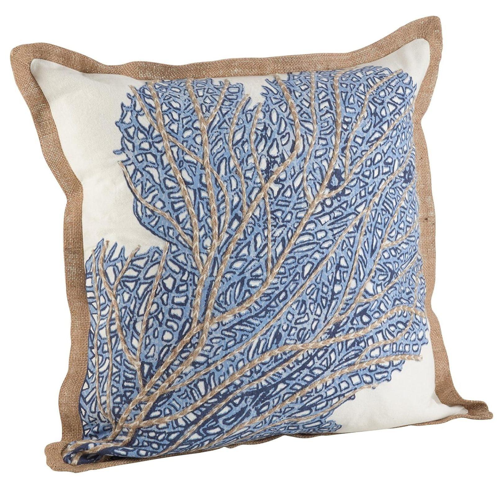 Saro Neptunian Collection Embroidered Cotton Throw Pillow