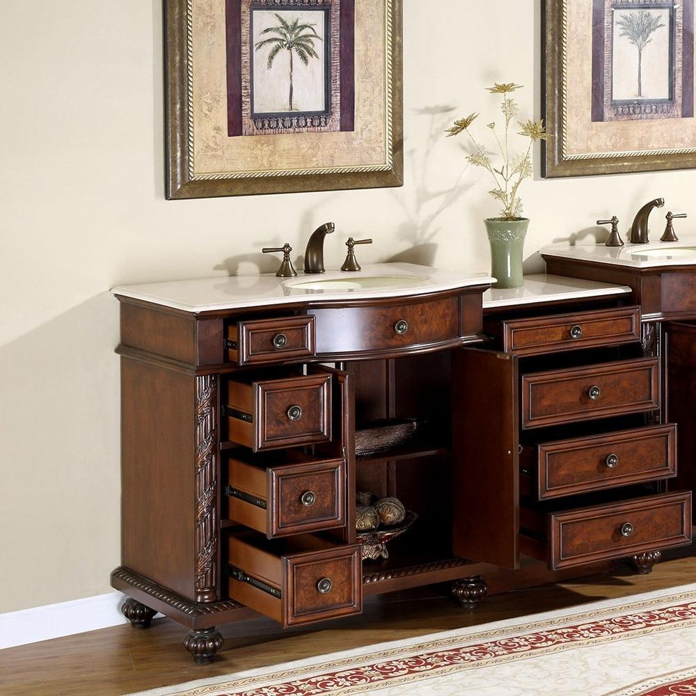 Chestnut Solid Wood 56-Inch Single Vanity with Marble Top