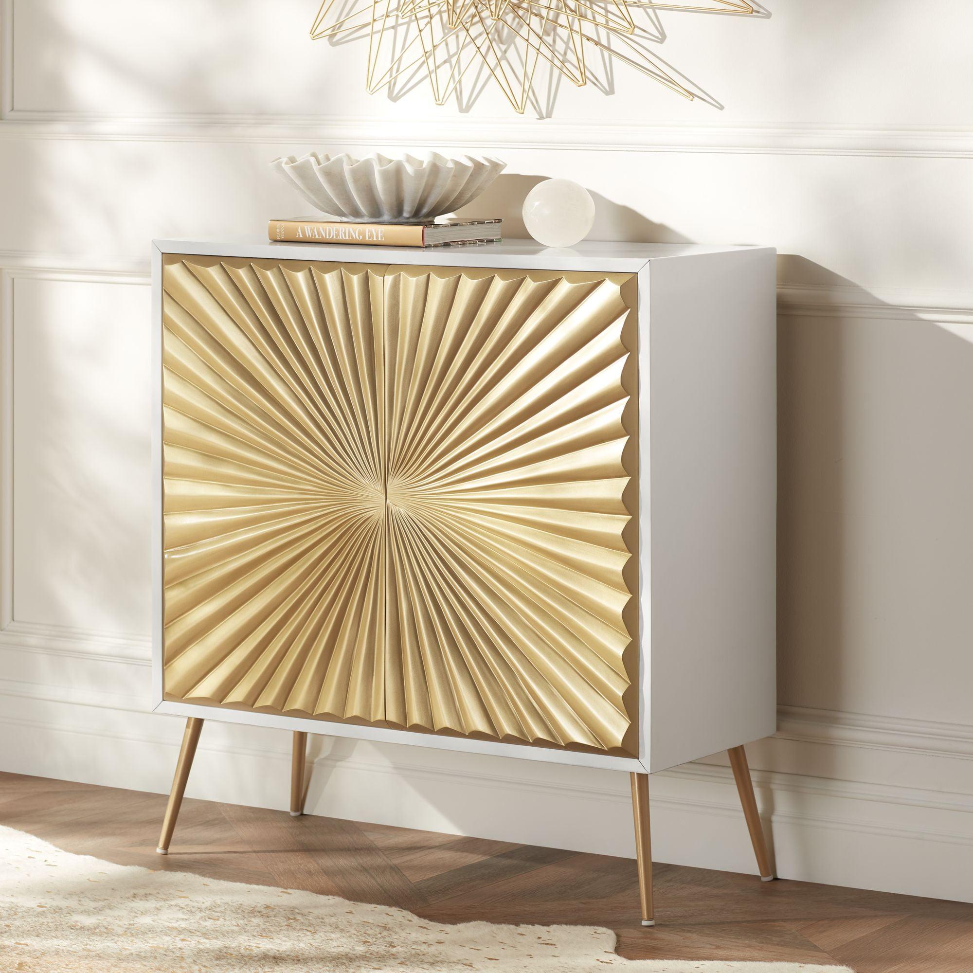 55 Downing Street Starburst 32" Wide White and Gold 2-Door Cabinet