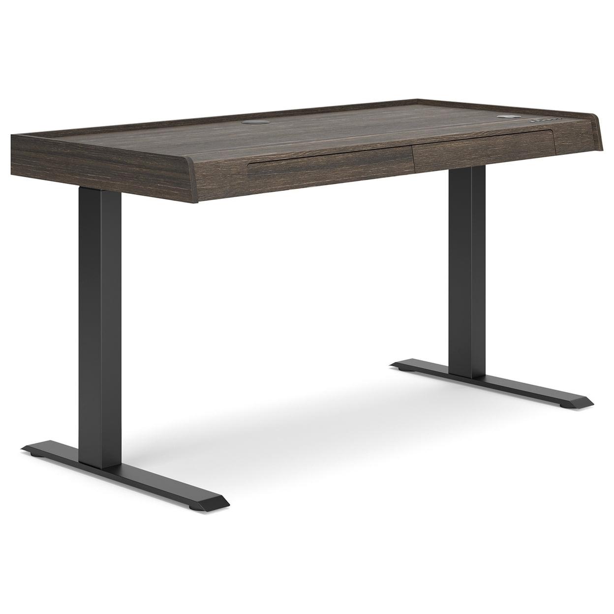 Signature Design by Ashley Contemporary Zendex 55" Adjustable Height Desk, Dark Brown