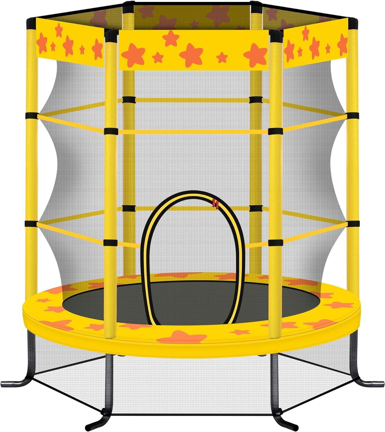 4.5FT Trampoline for Kids, 55 Inch Recreational Trampolines with Safety Enclosure Net, Outdoor Indoor Playground Equipment for Kids Birthday