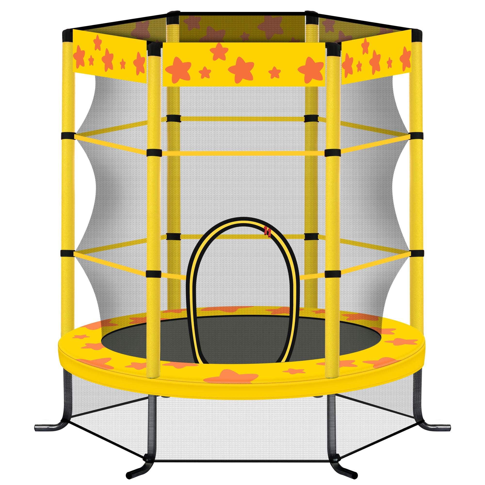 4.5FT Trampoline for Kids, 55 Inch Recreational Trampolines with Safety Enclosure Net, Outdoor Indoor Playground Equipment for Kids Birthday