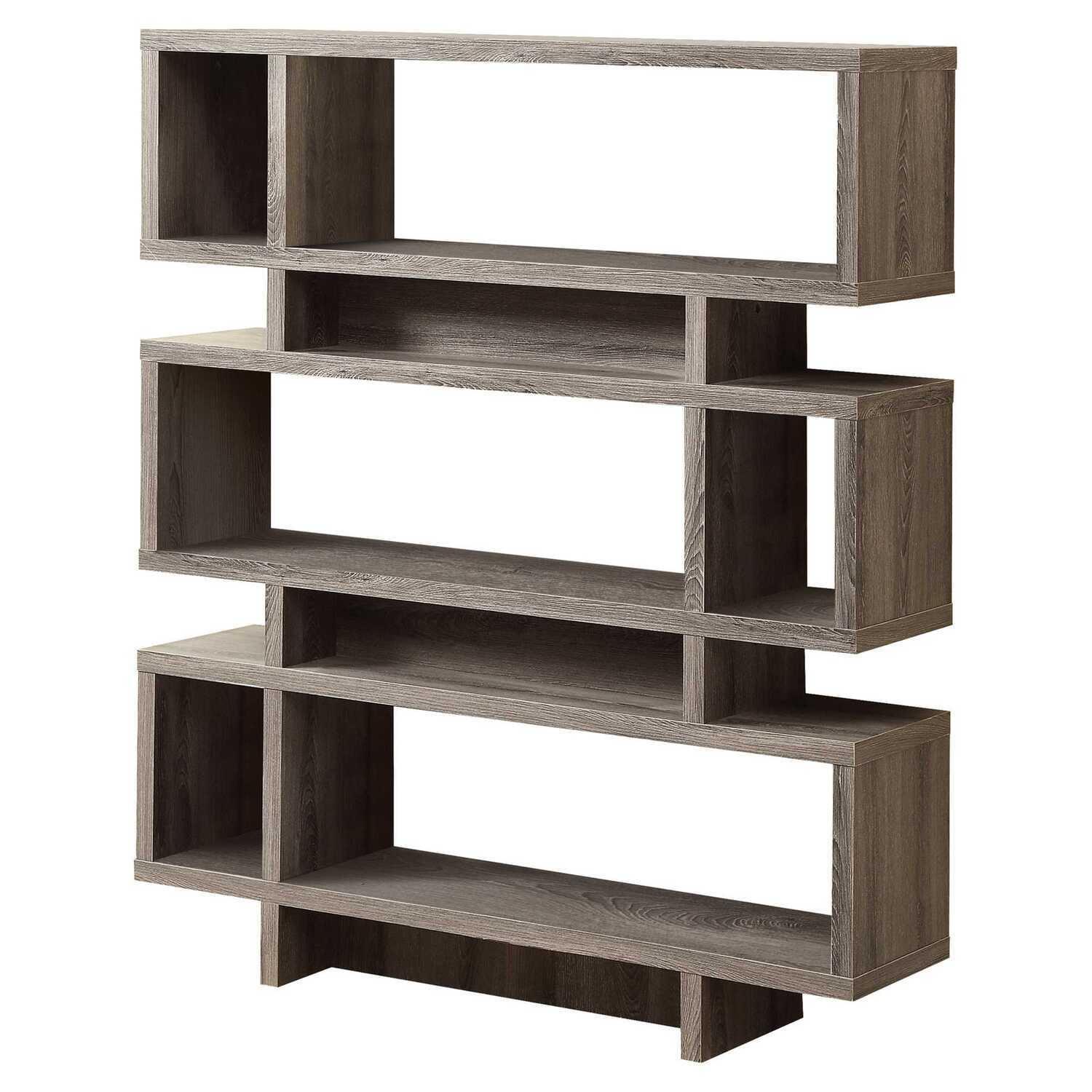 HomeRoots 333124 54.75 in. Dark Taupe Particle Board & MDF Bookcase with a Hollow Core