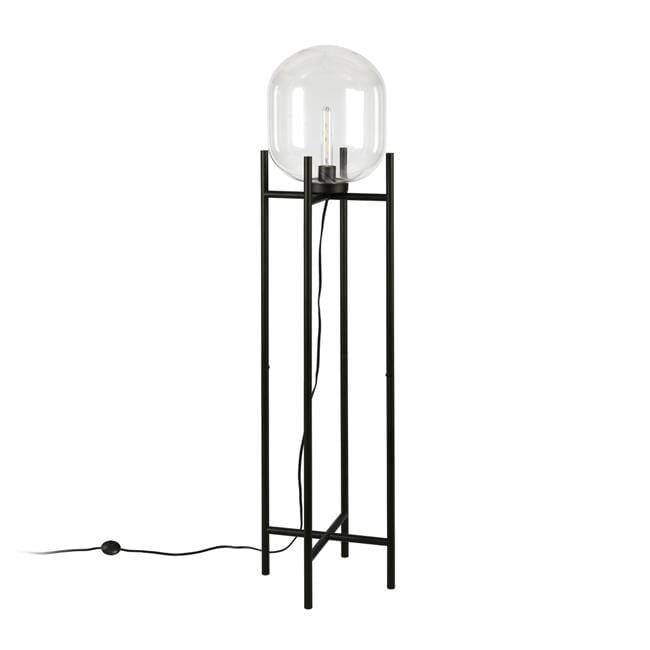 55 in. Novelty Floor Lamp with Clear Transparent Glass Globe Shade, Black