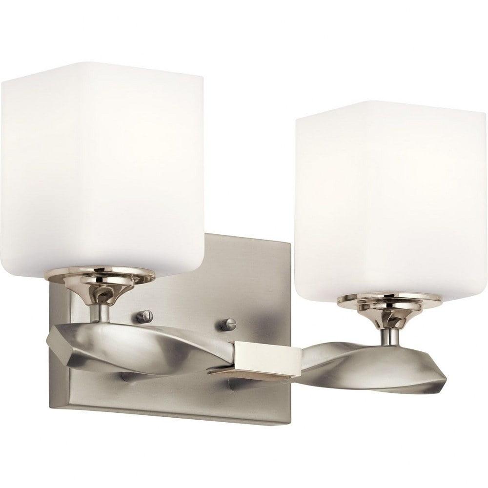 Champagne Nickel 13.5'' Transitional Vanity Light with Satin Etched Glass