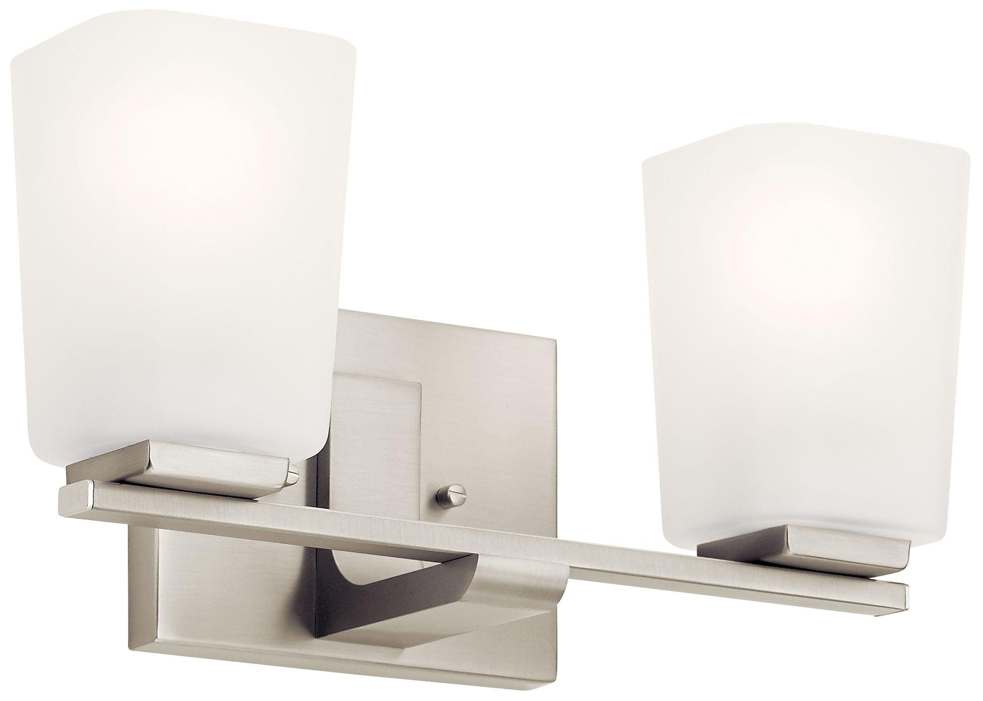 Brushed Nickel 2-Light Modern Vanity Fixture