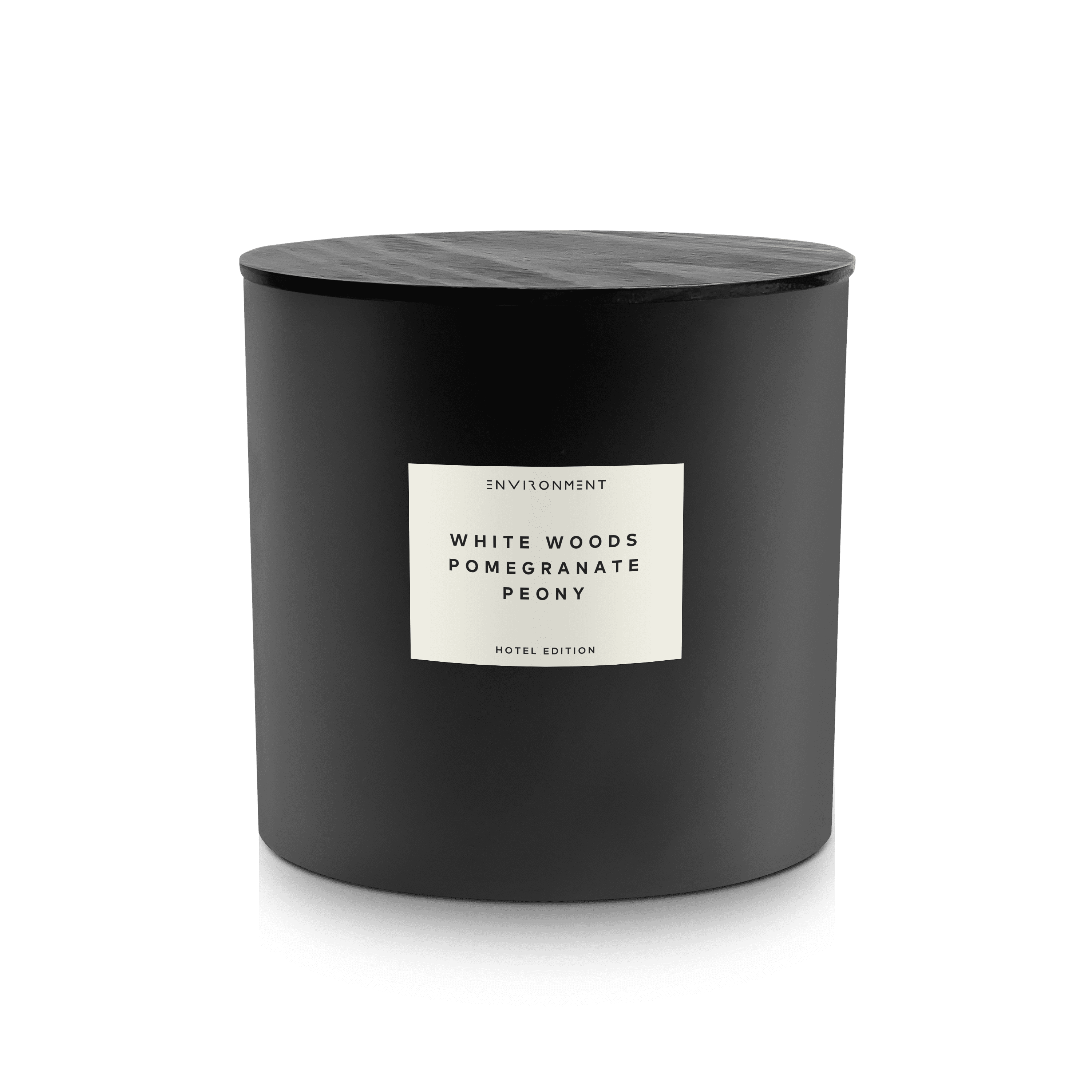 55oz Black Glass Scented Candle with White Woods, Pomegranate, and Peony