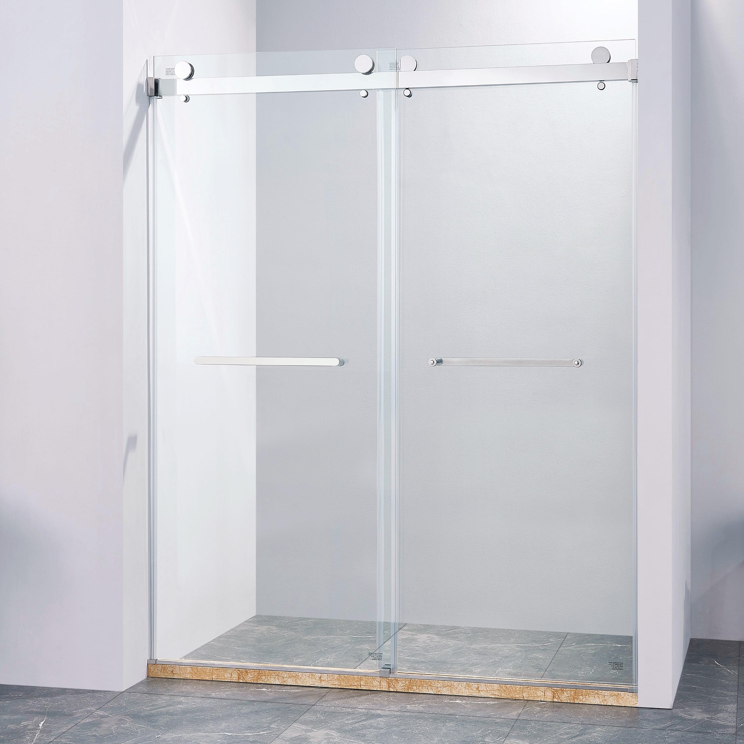 60" Frameless Chrome Glass Double Sliding Shower Door