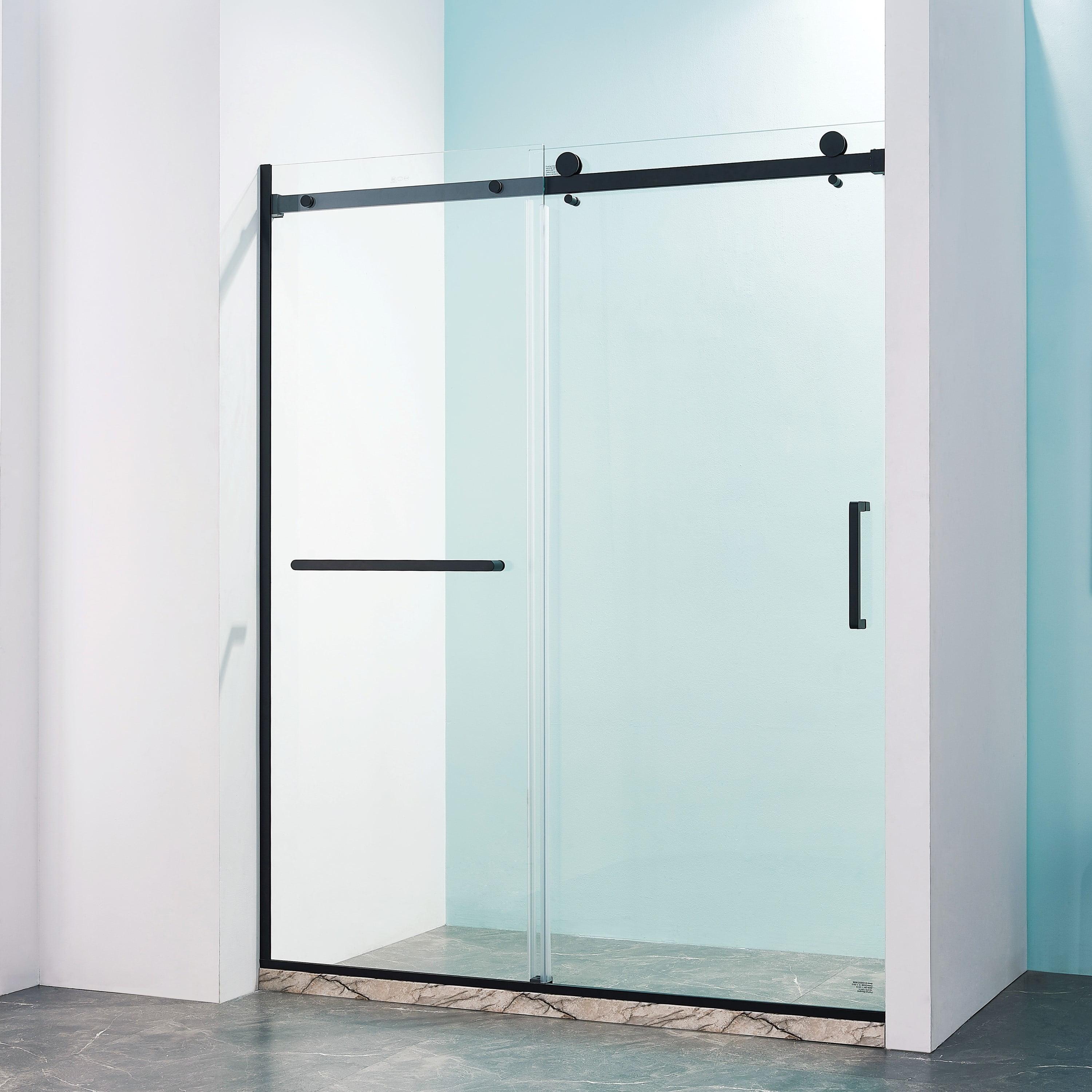 56 to 60 in. W x 75 in. H Semi-Frameless Shower Door with 5/16 in Tampered Glass