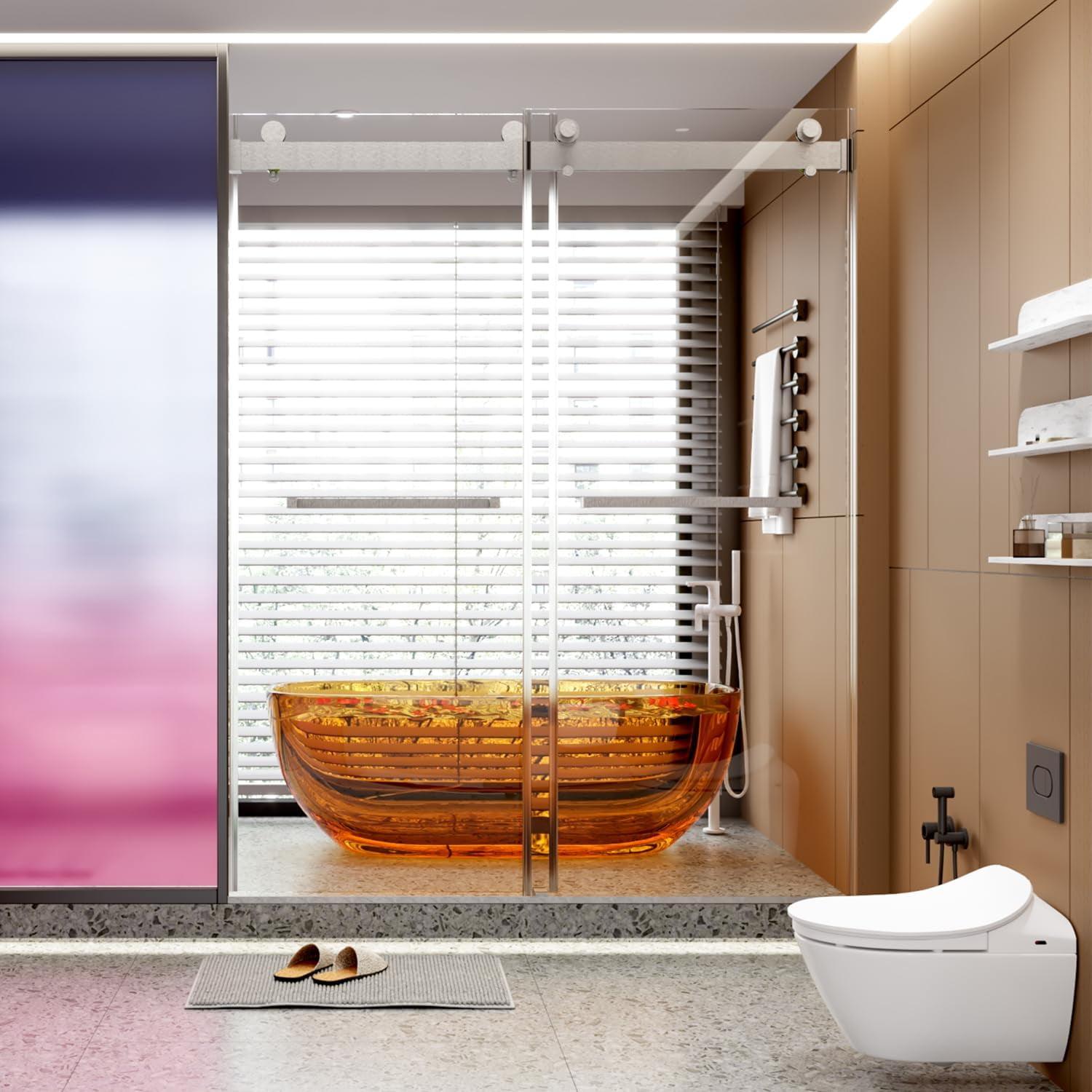 56-60"W x 76"H Dual Sliding Shower Door, Modern Style