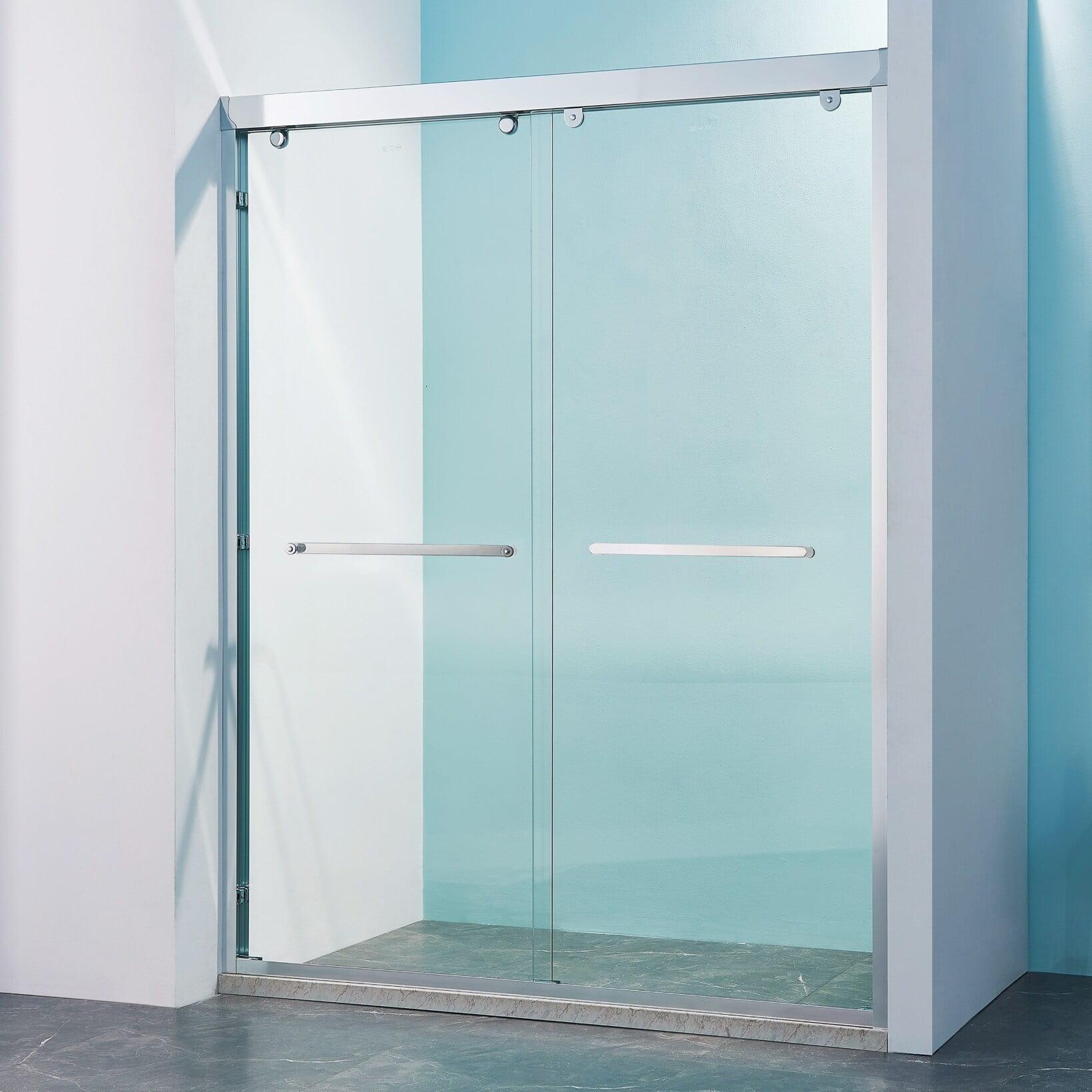 Siva 60 In. W X 76 In. H Framed Sliding Shower Door With 5/16" Tempered Clear Glass