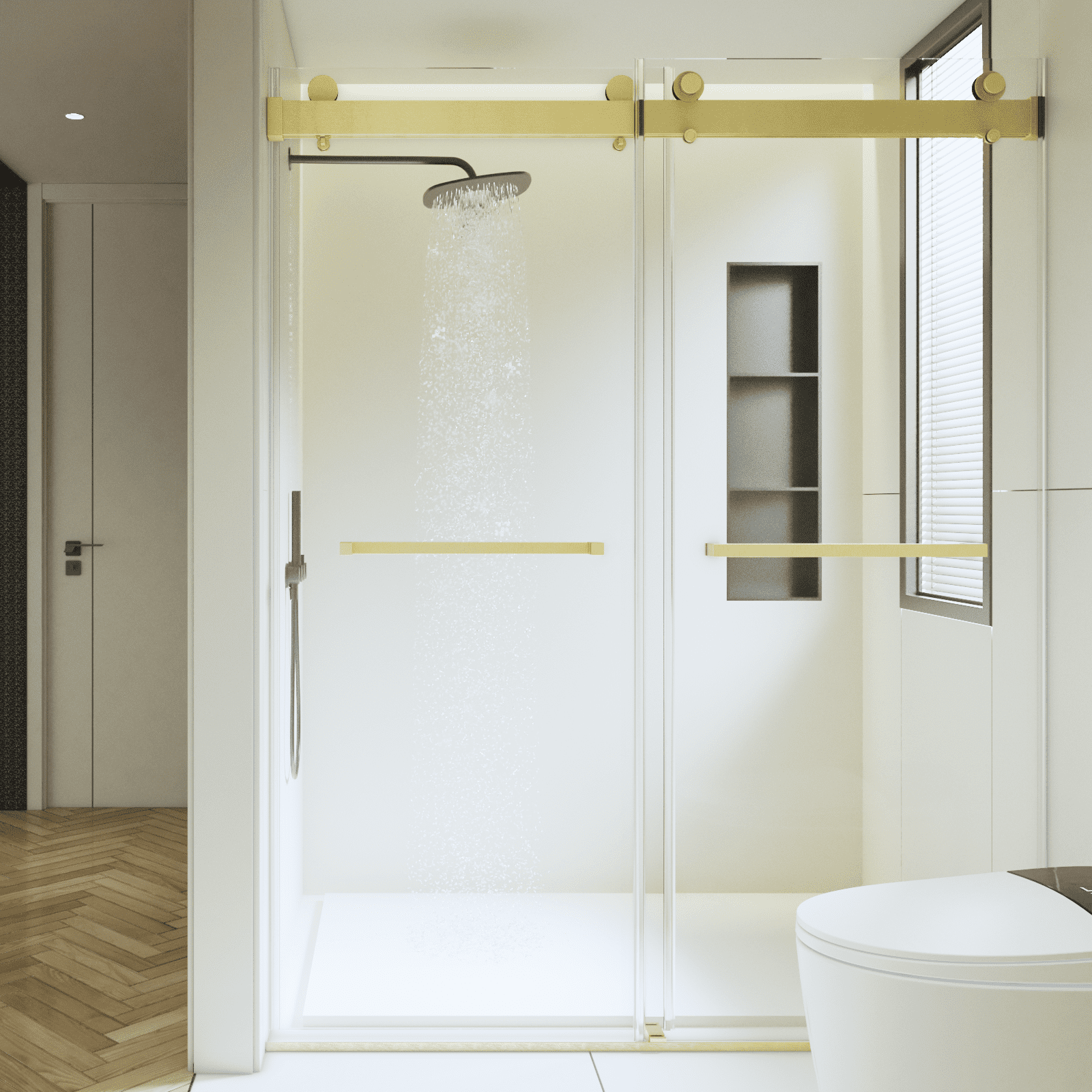 56-60"W x 76"H Frameless Double Sliding Shower Door