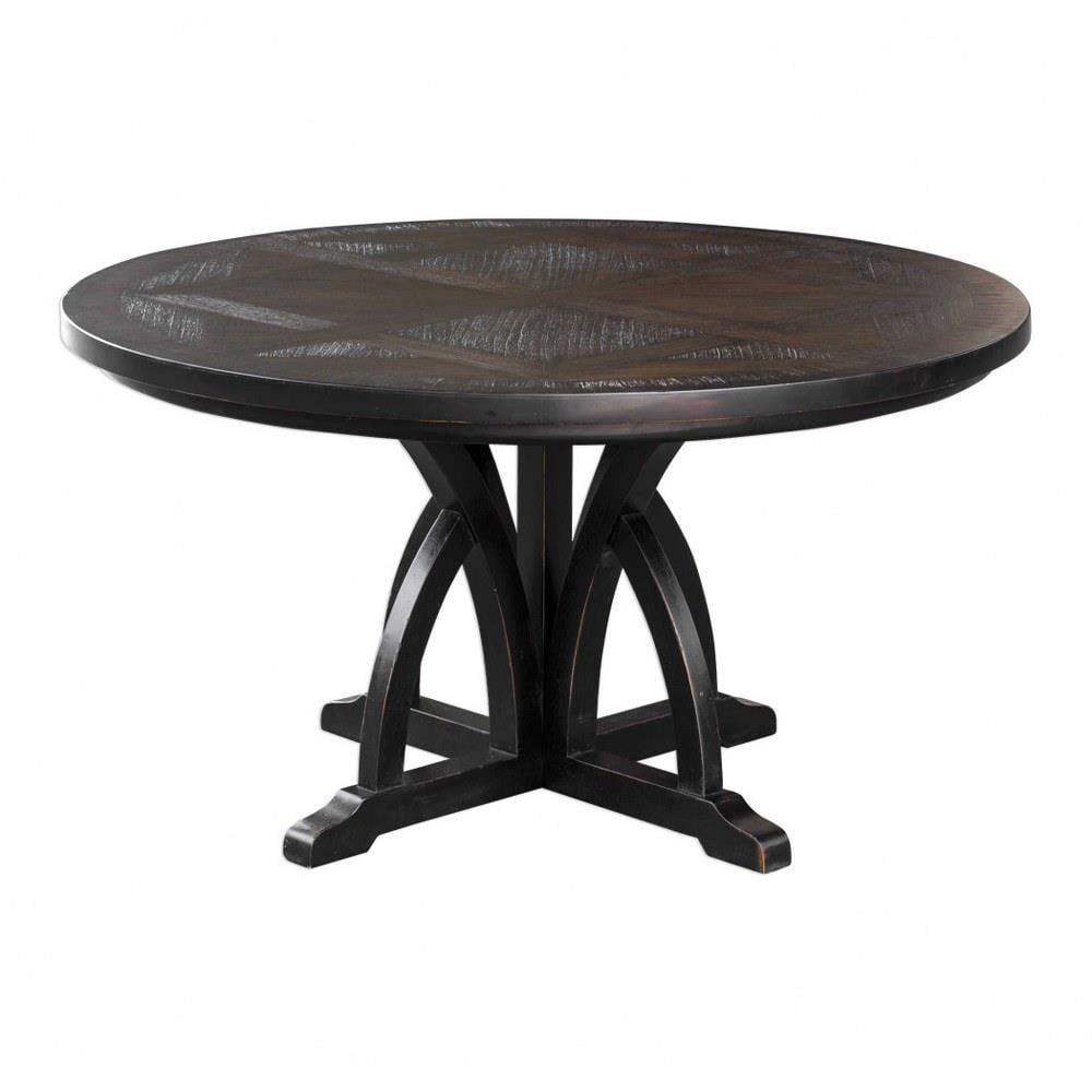 56-Inch Round Black Mango Wood Dining Table