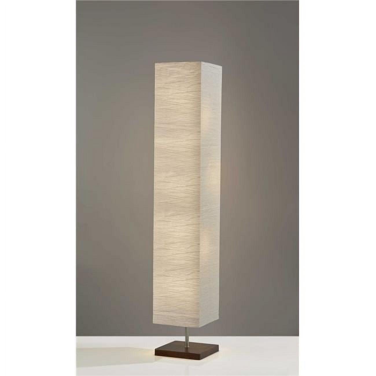 Walnut Wood Base Column Floor Lamp with White Paper Shade