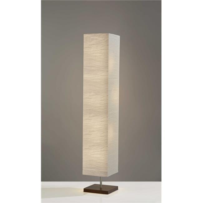 Walnut Wood Base Column Floor Lamp with White Paper Shade