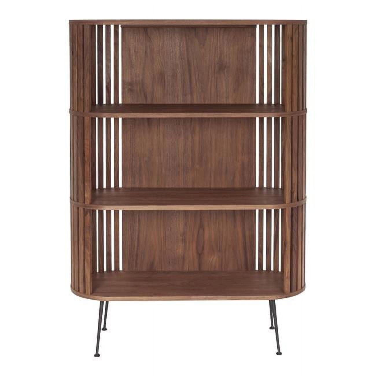 Henrich 41'' Walnut Mid-Century Modern Bookshelf with Steel Legs