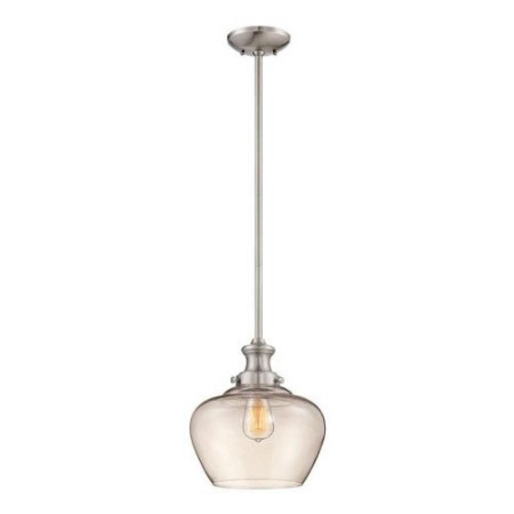 Elegant Brushed Nickel Mini-Pendant Light with Glass Shade