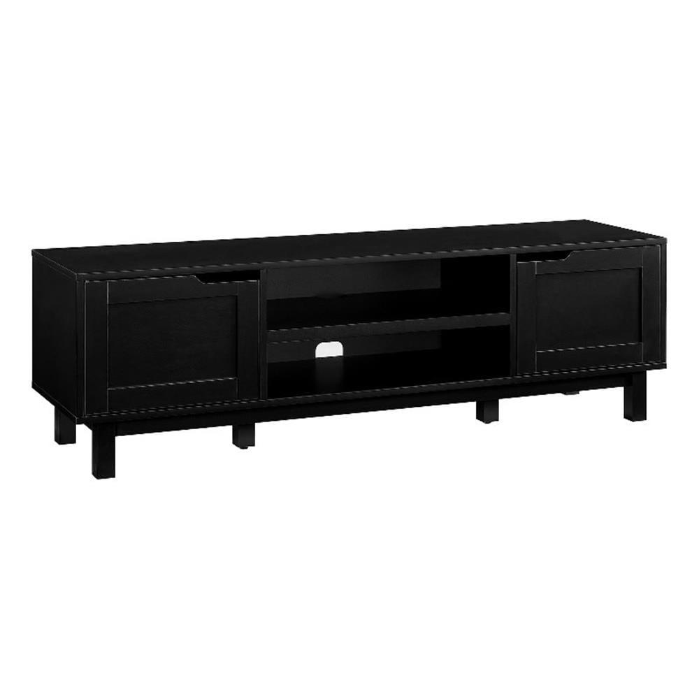 58" 2-Door Wood TV Stand for TVs up to 65 inches - Solid Black