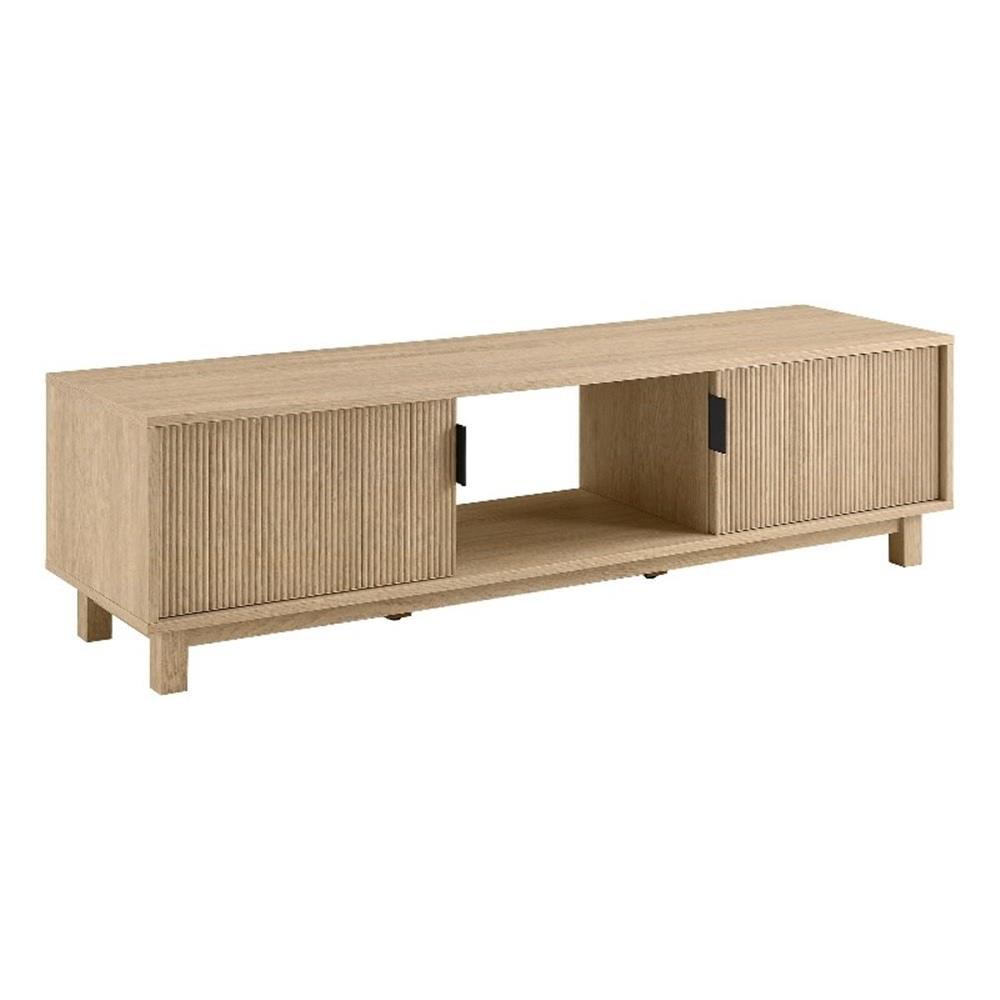 58" 2-Door Wood TV Stand with Reeded Fronts - Oak