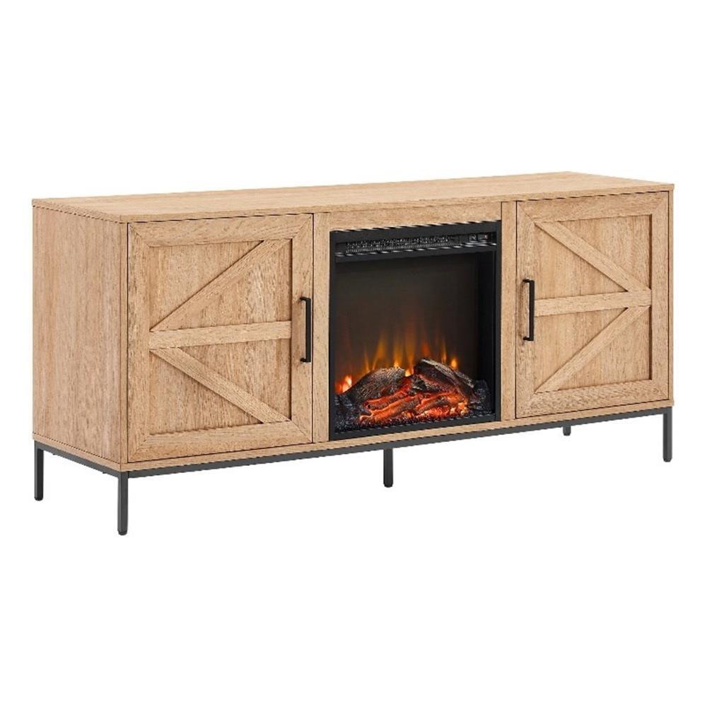 Coastal Oak 58" TV Stand with Electric Fireplace