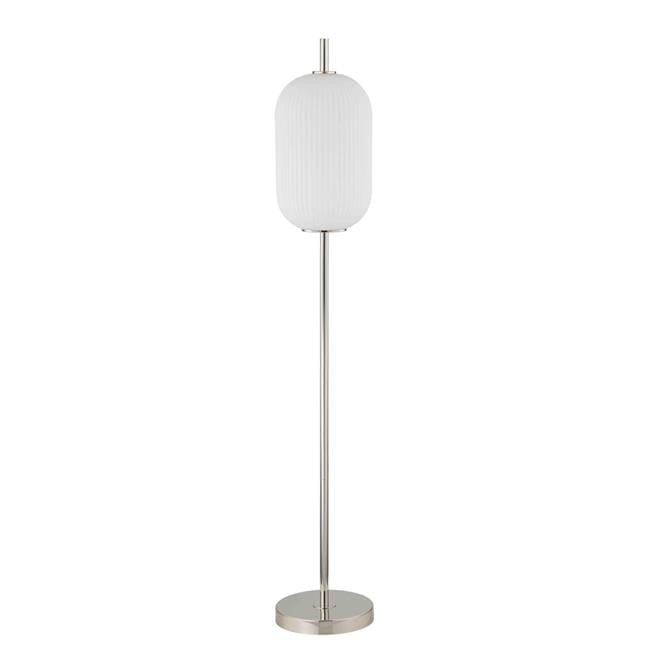 58 in. Aimy Metal Floor Lamp with LED Glass Shade, Silver & White