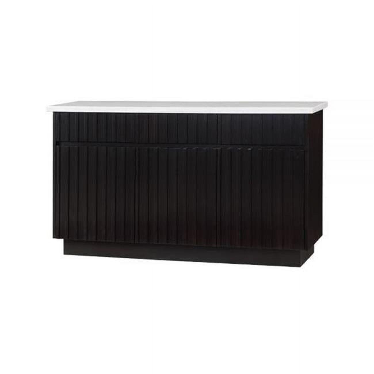 Benjara BM309473 58 in. Jerry Faux Marble Top Sideboard Buffet Console, Black & White