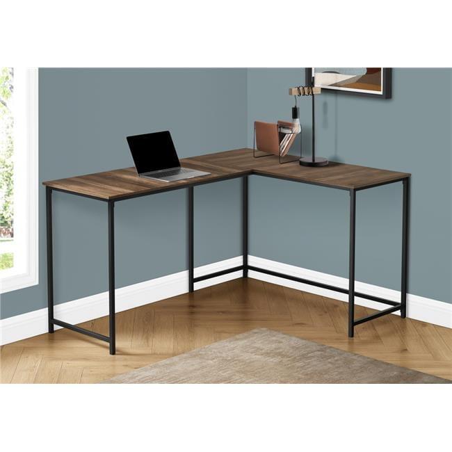 Monarch Specialties I 7391 58 in. Metal Corner Computer Desk, Brown Reclaimed - Black