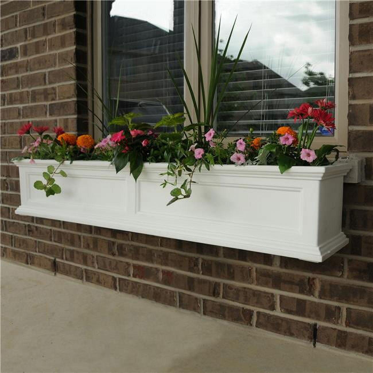 Fairfield 5-Foot White Polyethylene Window Planter Box with Brackets