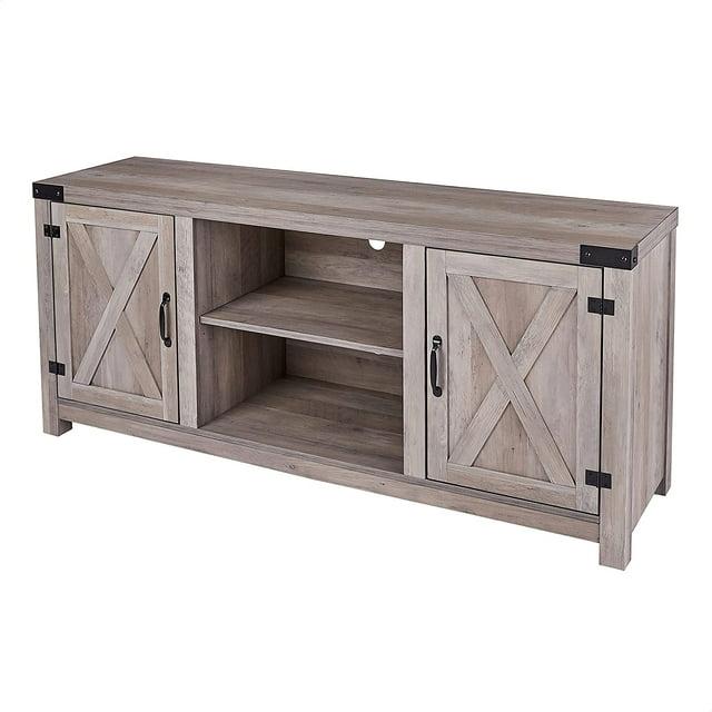 Walker Edison Sliding Farmhouse Barn Door TV Stand for TVs up to 65", Stone Grey