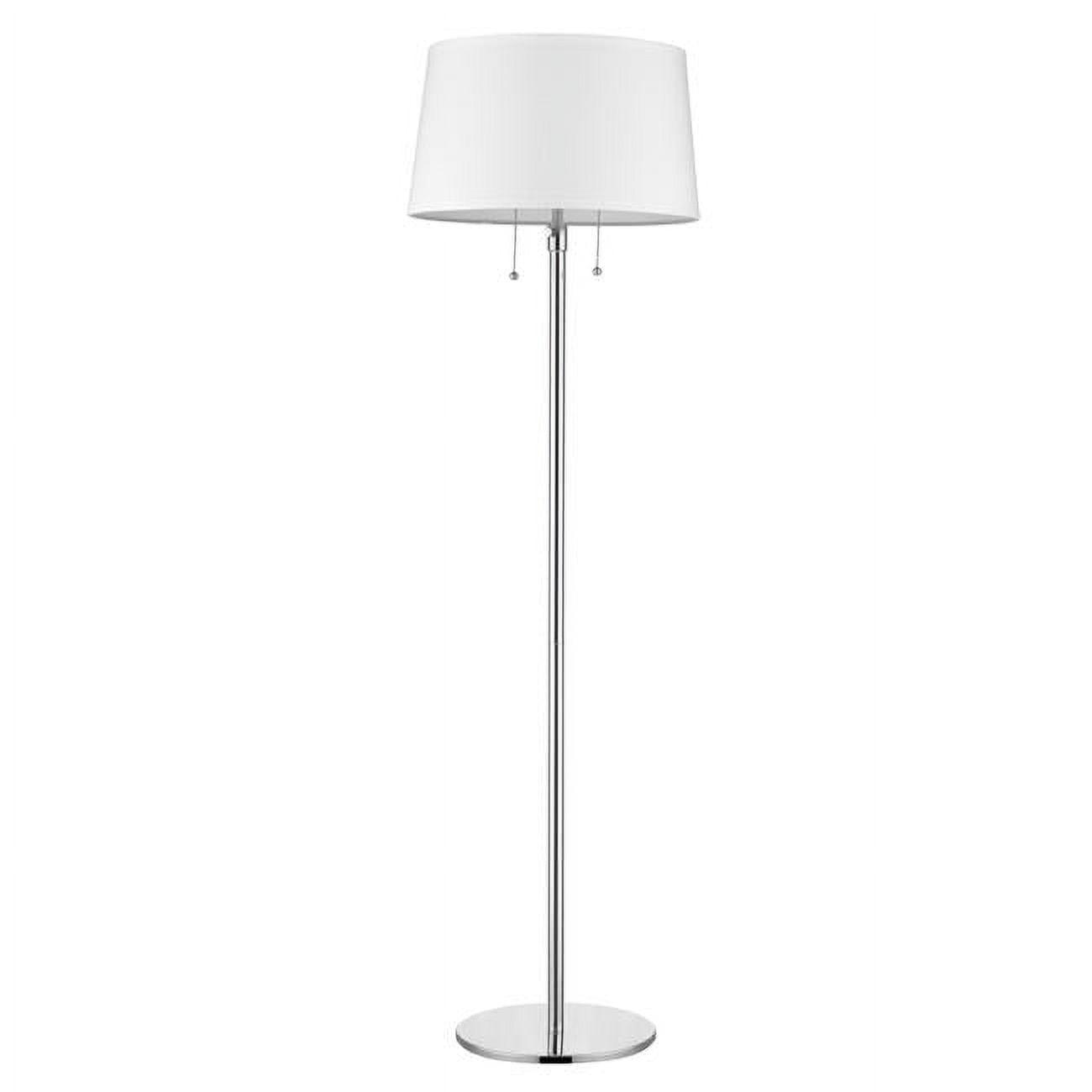 Arcadia Adjustable 59" Chrome Floor Lamp with White Linen Shade