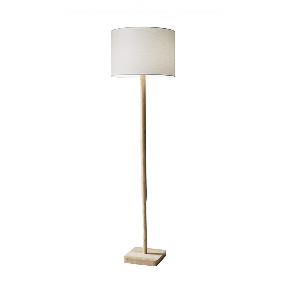 Elegant 58.5'' Natural Wood Floor Lamp with White Fabric Shade